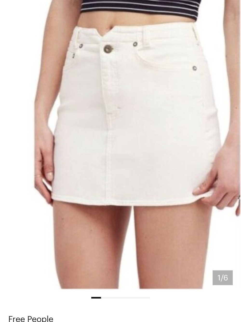 We The Free White Denim Mini Skirt - Classic Straight Cut